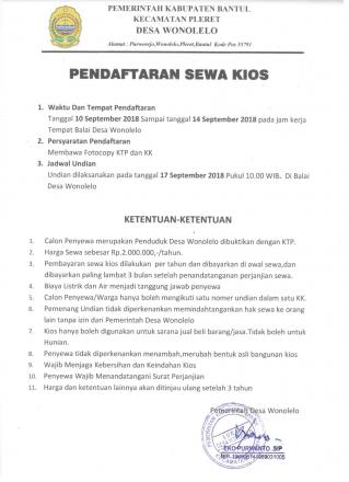 Pendaftaran KIOS Desa Wonolelo